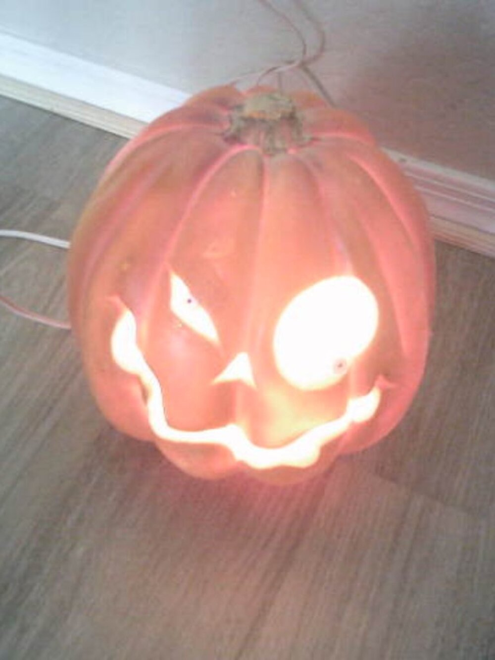 VINTAGE PLUG IN ELECTRIC LIGHT UP PUMPKIN DECORATION HARD FOAM TEXTURE ๐ 1995